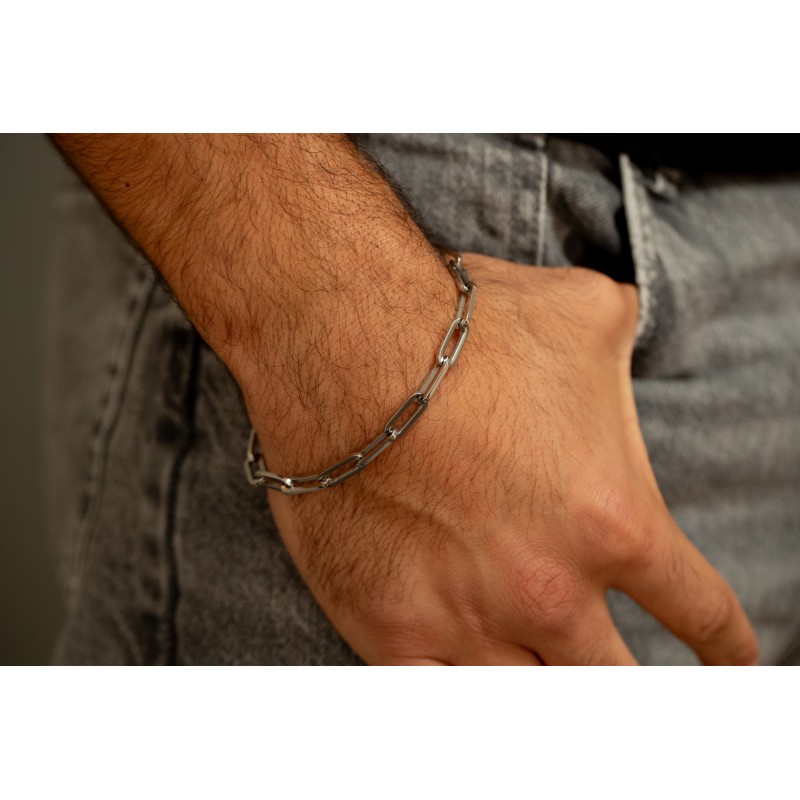 Bracelet Phebus homme chaine acier argenté