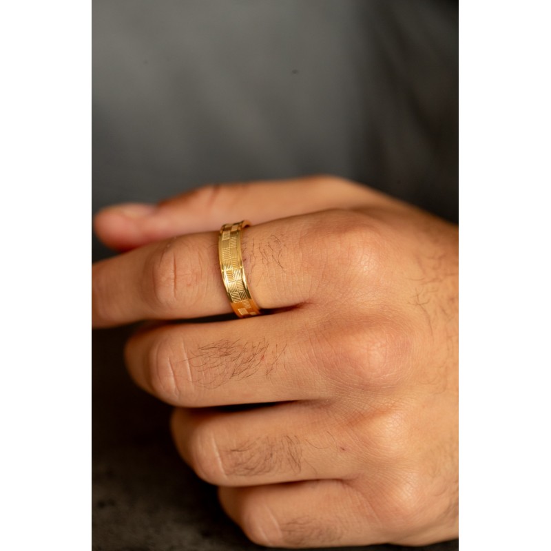 Bague Phebus Homme en Acier doré