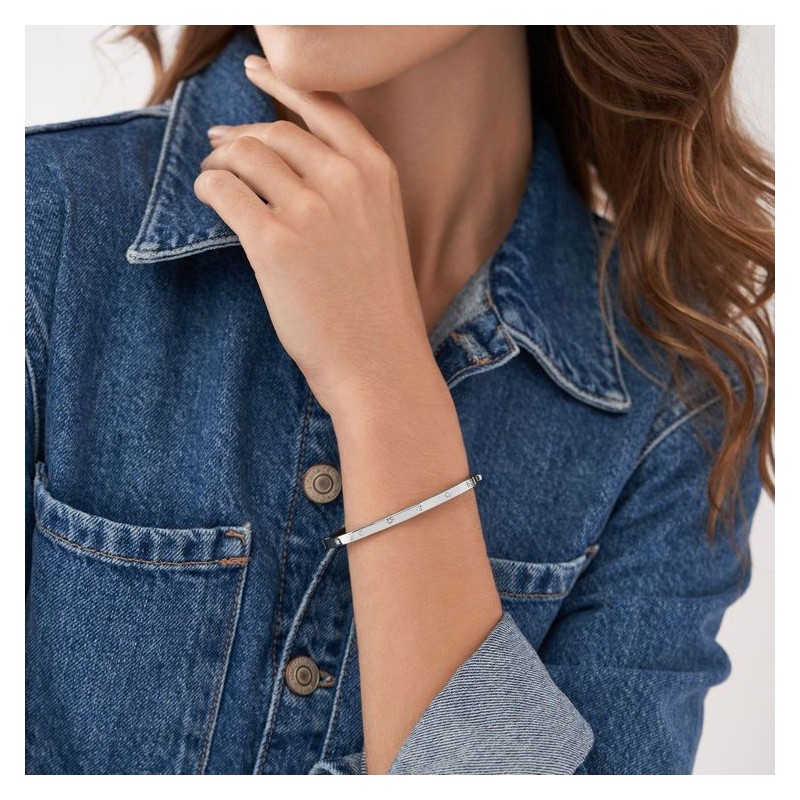 Bracelet jonc Femme Fossil Sadie Shine Bright en acier argenté