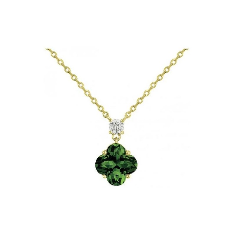 Collier Femme Griffe Rouge en plaqué or et oxydes de zirconium vert et blanc