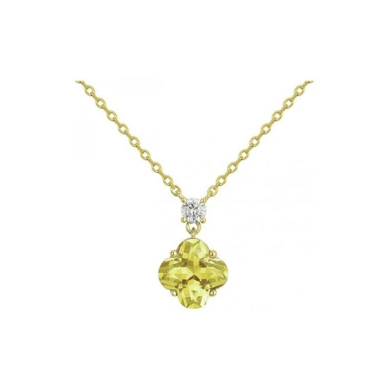 Collier Femme Griffe Rouge en plaqué or et oxydes de zirconium jaunes et blancs