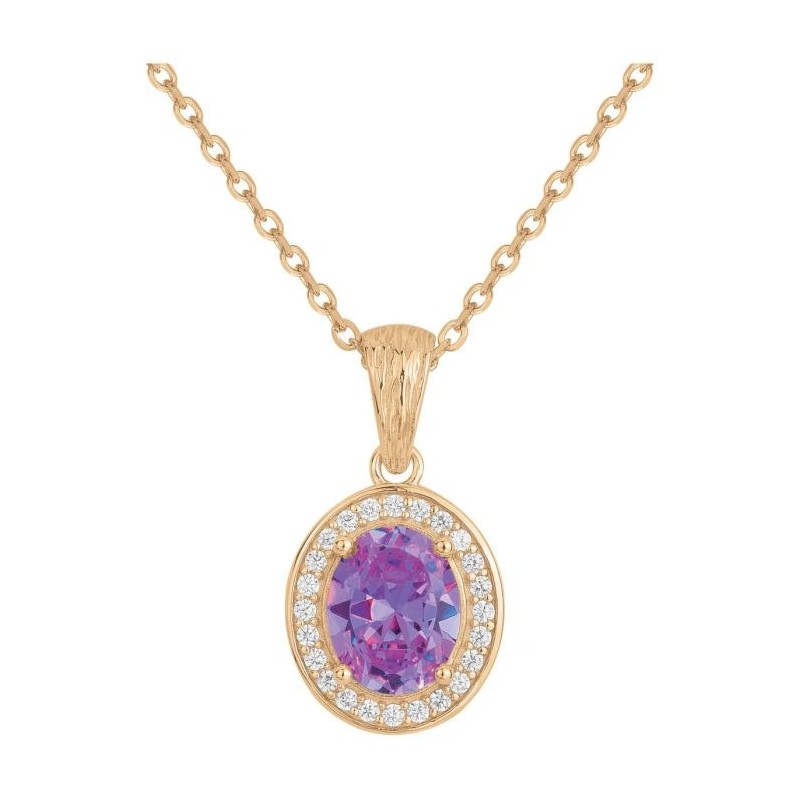 Collier Femme Griffe Rouge Victoria en plaqué or et oxyde de zirconium violet