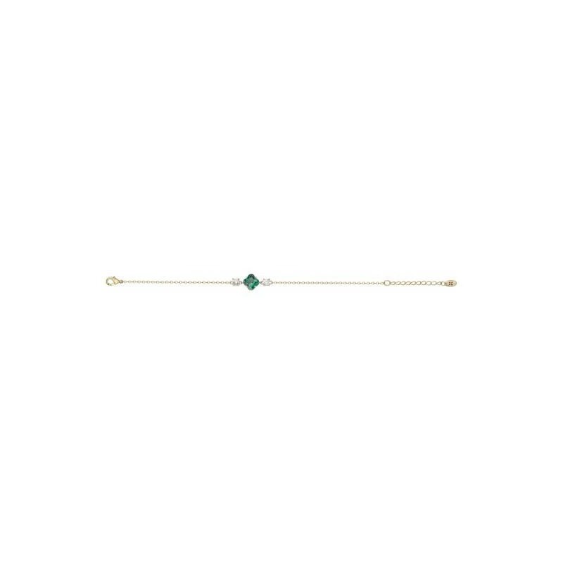 bracelet Femme Griffe Rouge Victoria en plaqué or et oxyde de zirconium vert