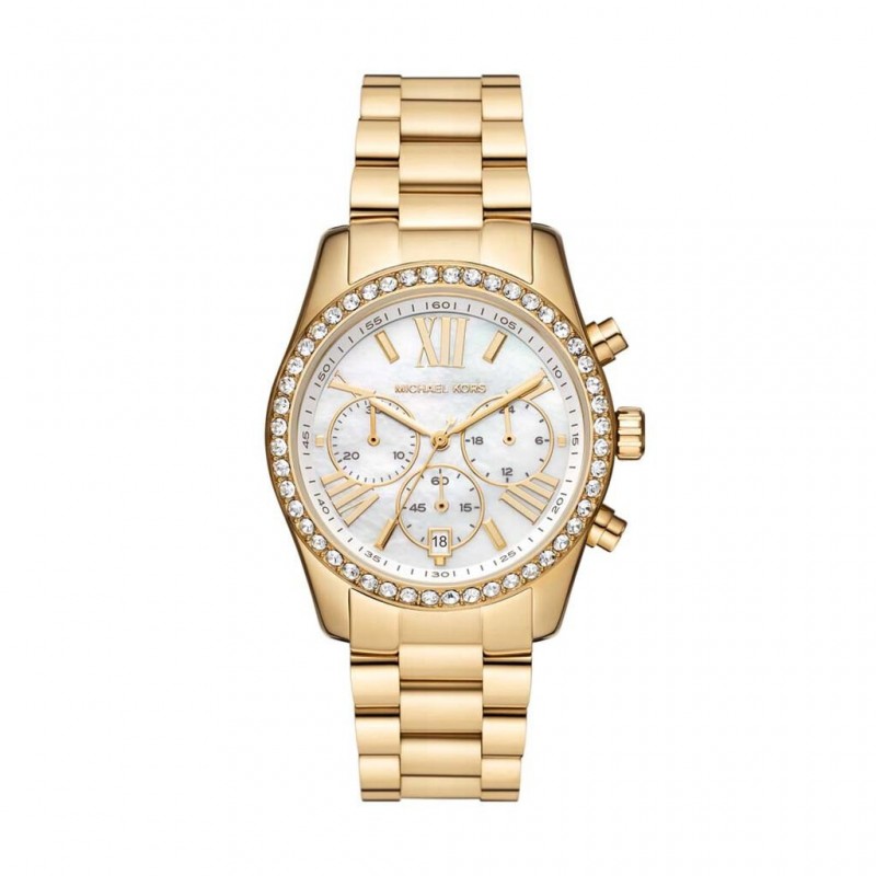 Montre Michael Kors Femme Bracelet dorée et pierres pavées