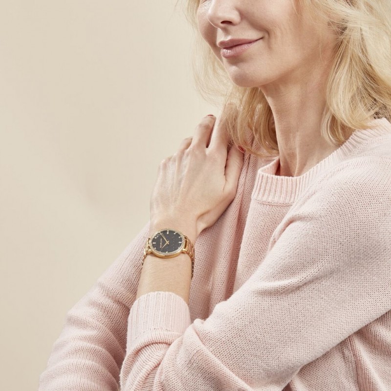 Montre Femme Michael Kors en acier doré et cadran noir