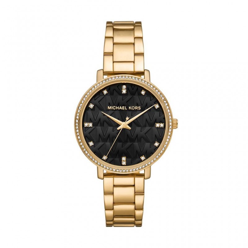 Montre Femme Michael Kors en acier doré et cadran noir