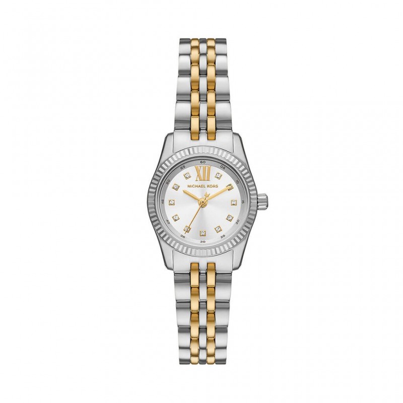 Montre Femme Michael Kors avec cadran blanc et bracelet en acier bicolore