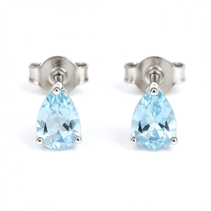 Boucles d'oreilles - Femme - Carador - Or blanc avec topazes bleues