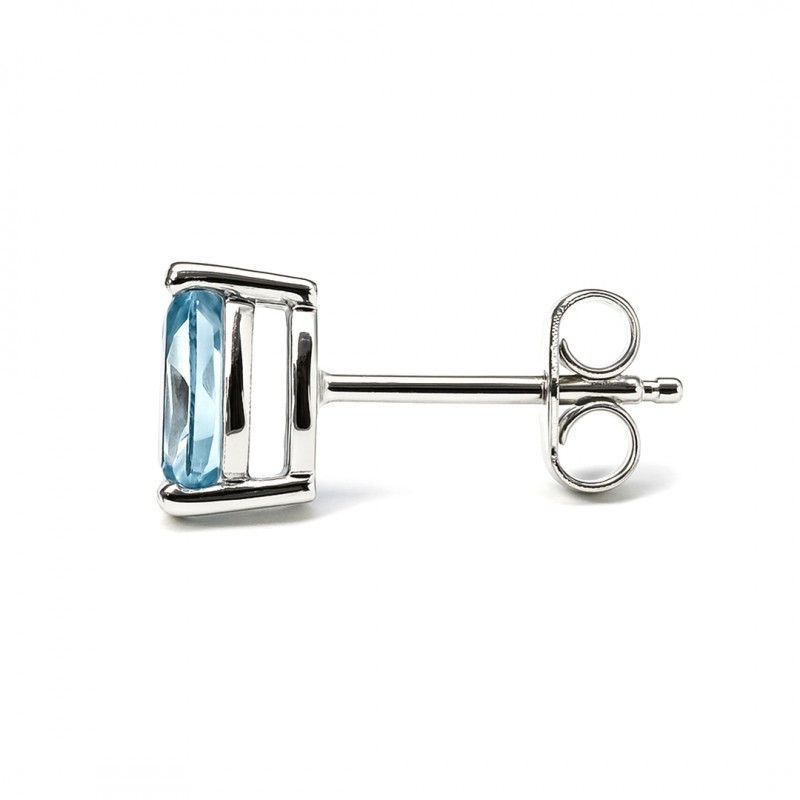 Boucles d'oreilles - Femme - Carador - Or blanc avec topazes bleues