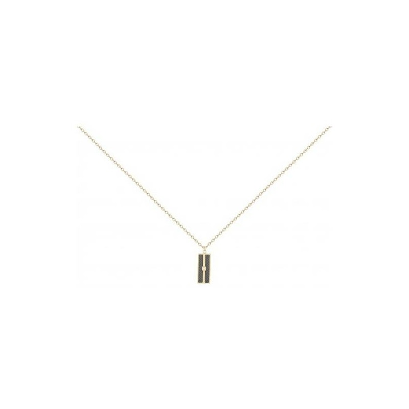 Collier Phebus en acier doré, carbone et diamant