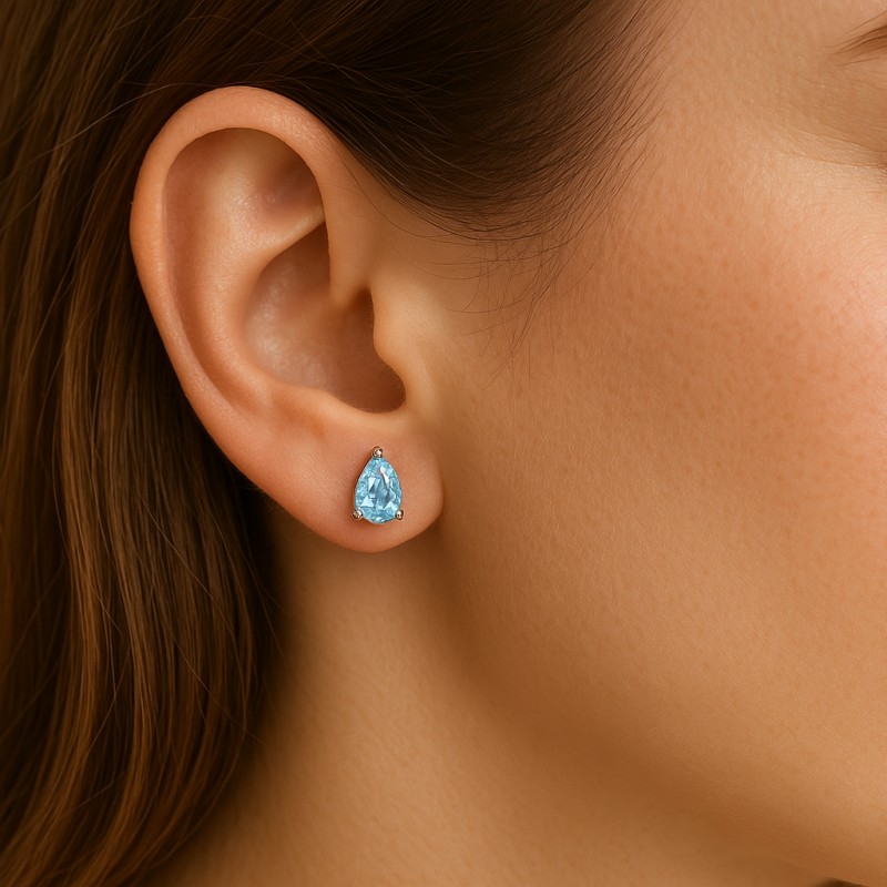 Boucles d'oreilles - Femme - Carador - Or blanc avec topazes bleues