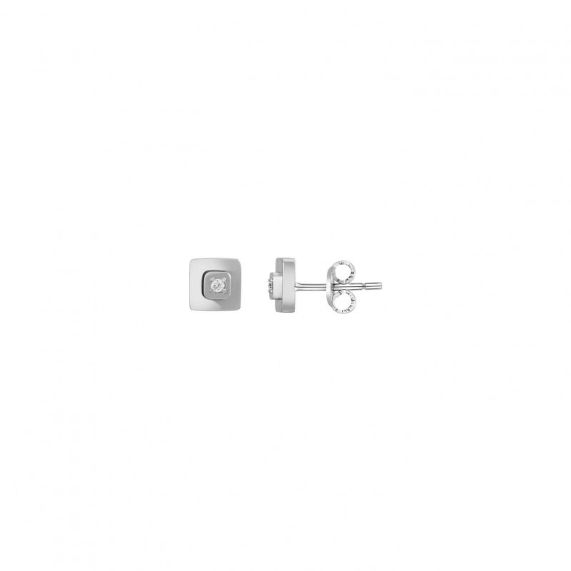 Boucles d'oreilles Phebus en acier argenté et diamants