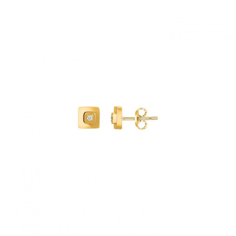 Boucles d'oreilles Phebus en acier doré et diamants