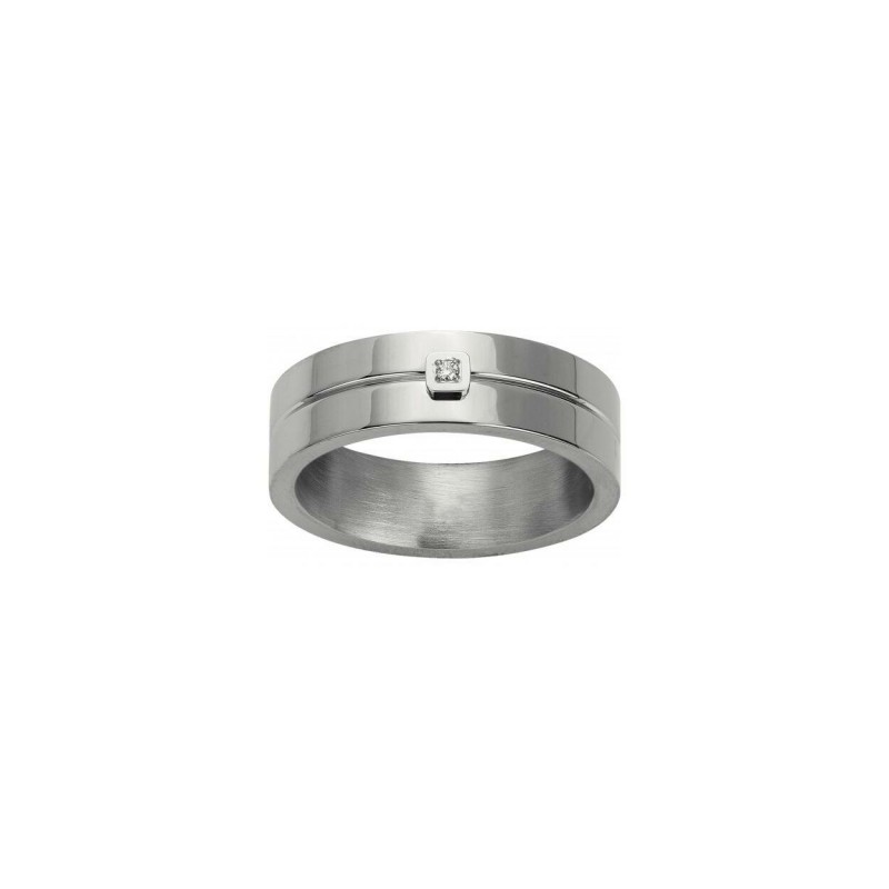 Bague Phebus en acier argenté et diamant