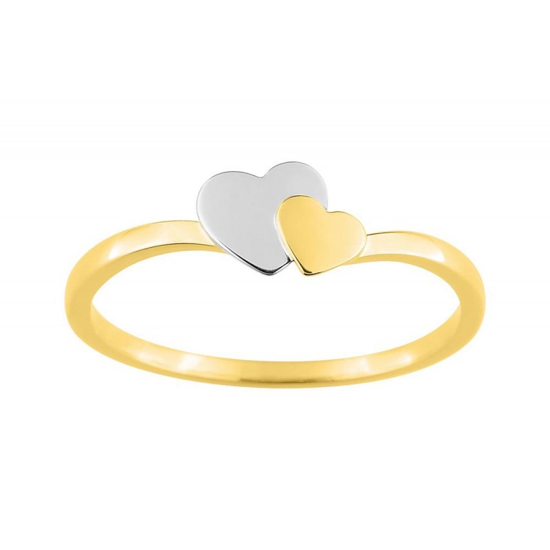 Bague Femme Carador Or Jaune 750/000 forme double cœurs