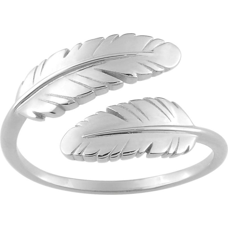 Bague Argent Femme Carador motif feuille ouverte