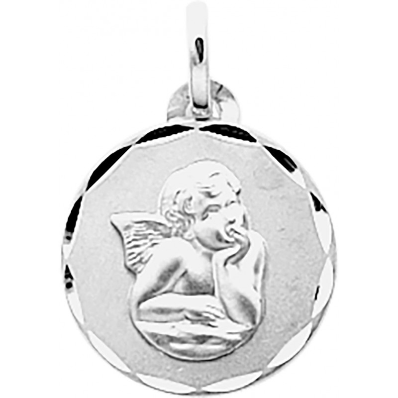 Pendentif Argent Carador médaille ange contour ciselé