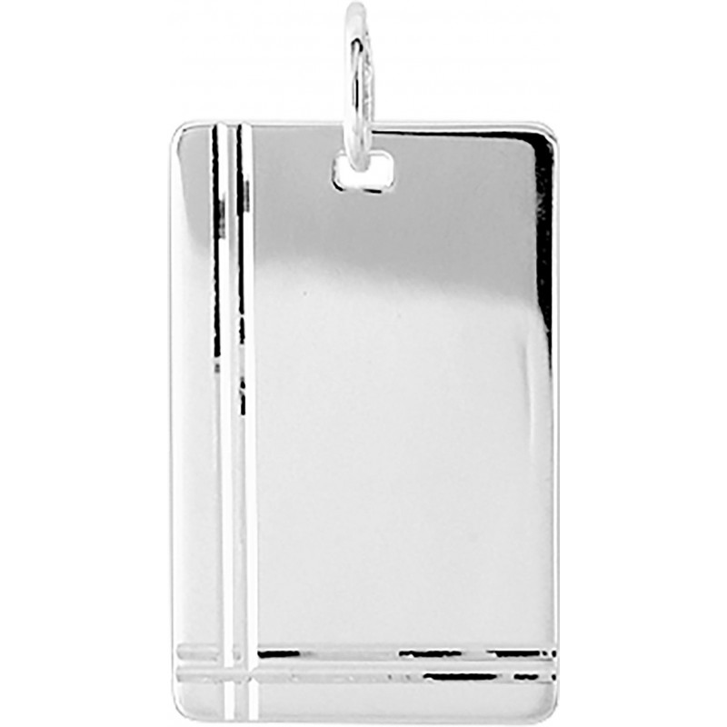 Pendentif Argent Carador rectangulaire double stries
