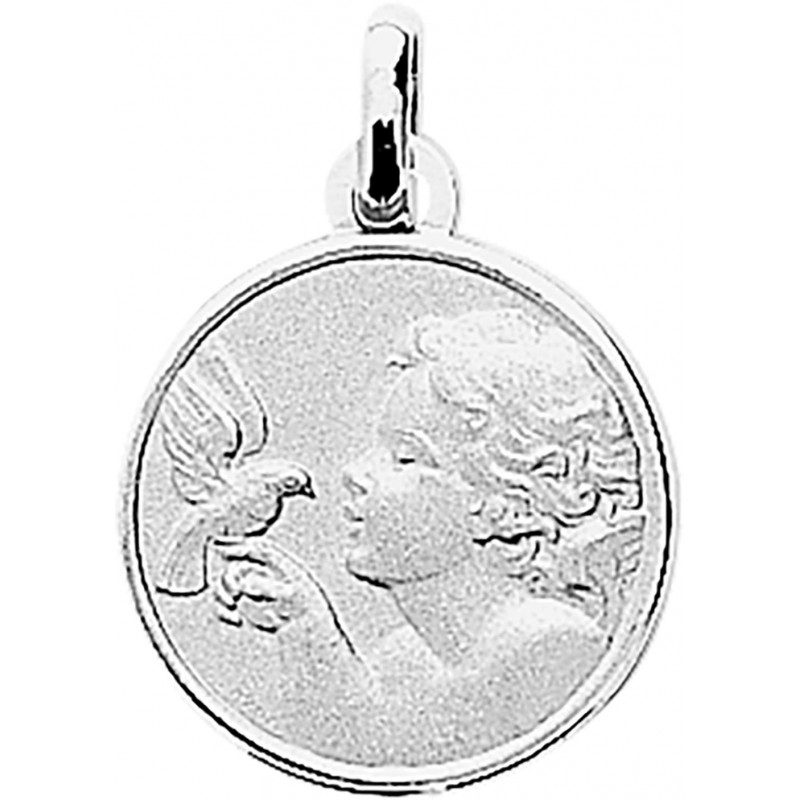 Pendentif Argent Carador médaille ange et colombe
