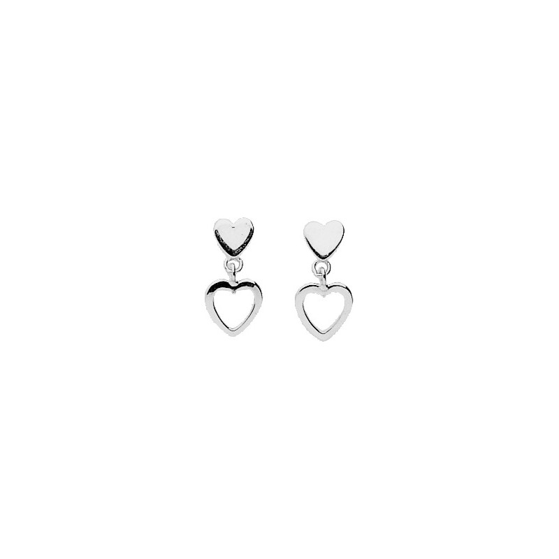 Boucles d'oreilles Argent Carador - motif doubles cœurs