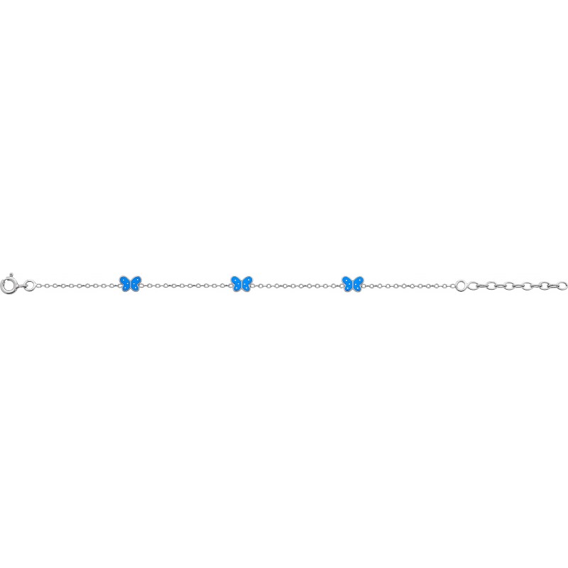Bracelet Enfant Carador Argent - trois papillons bleus