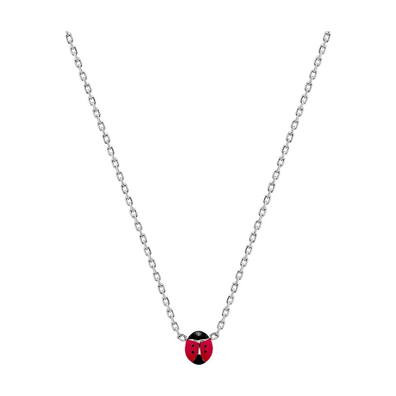 Collier Enfant Argent Carador - coccinelle laqué rouge