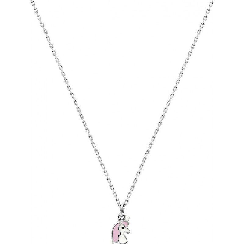 Collier Enfant Argent Carador - licorne rose et blanc