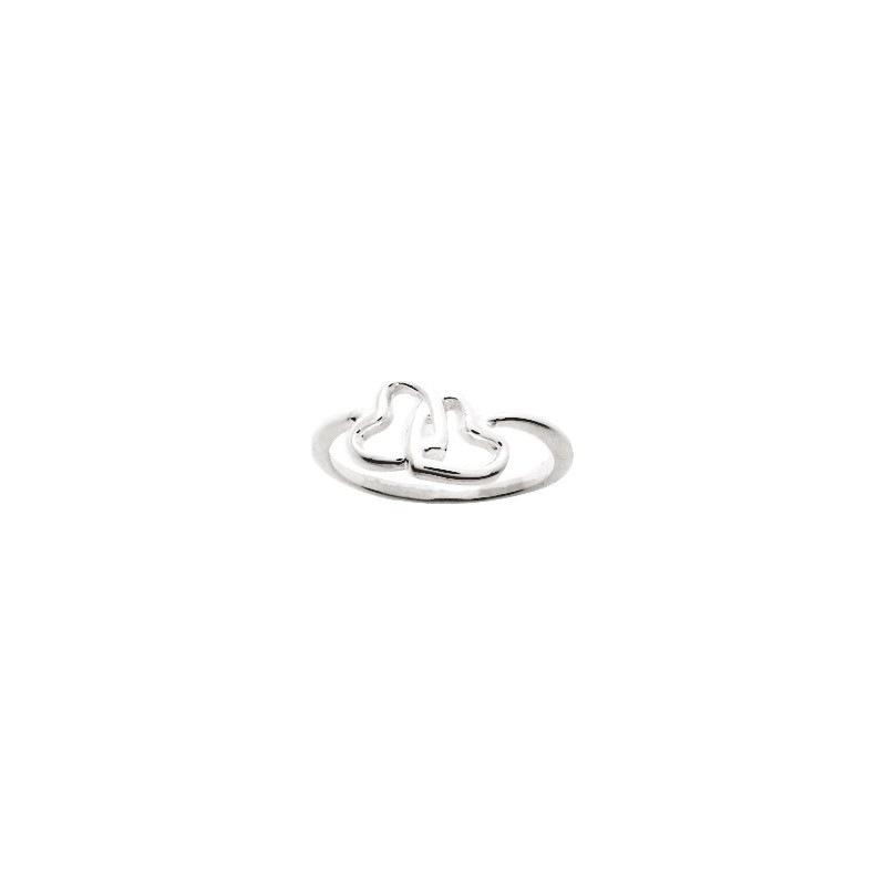 Bague Carador Argent - motif double cœurs