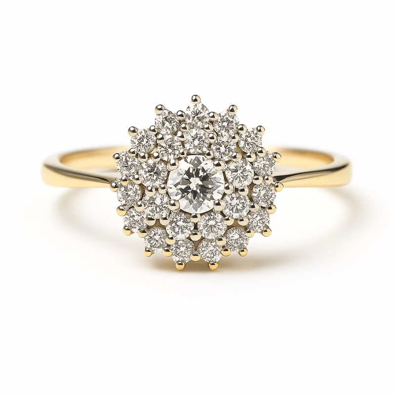 Bague femme - Carador - En Or jaune, avec oxydes - Motif chou