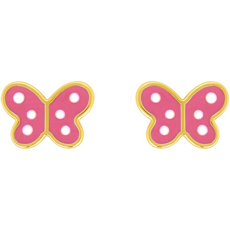 Boucles d'oreilles Enfant Carador Plaqué Or - papillon rose