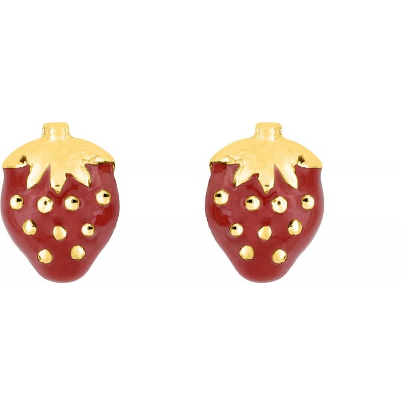 Boucles d'oreilles Enfant Carador Plaqué Or - fraises rouge