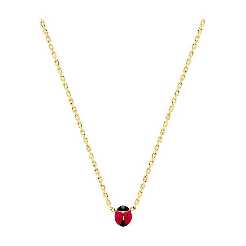 Collier Enfant Carador Plaqué Or - motif coccinelle rouge