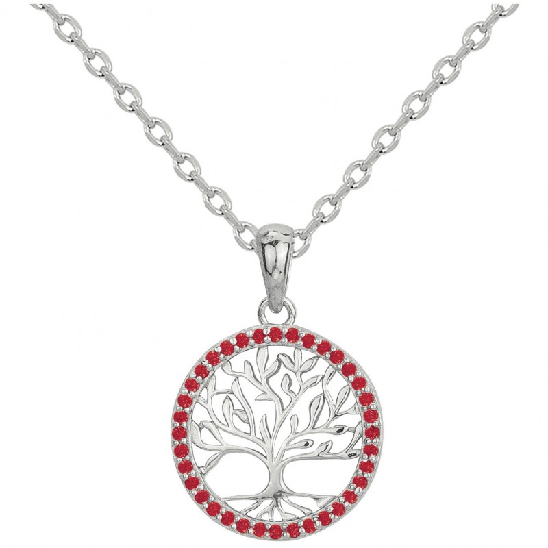 Collier Carador Femme - Argent et Oxydes de zirconium rouge