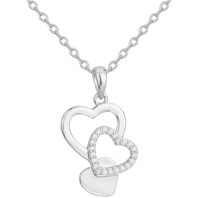 Collier Carador Femme - Argent et Oxydes de zirconium - Cœurs
