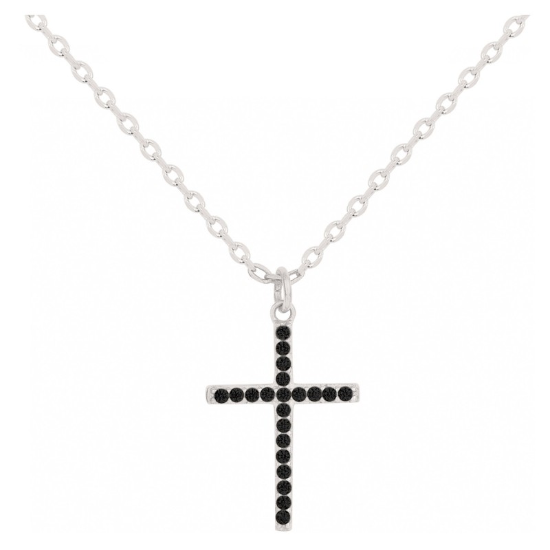 Collier Carador Femme - Argent et Oxydes de zirconium noir - Croix