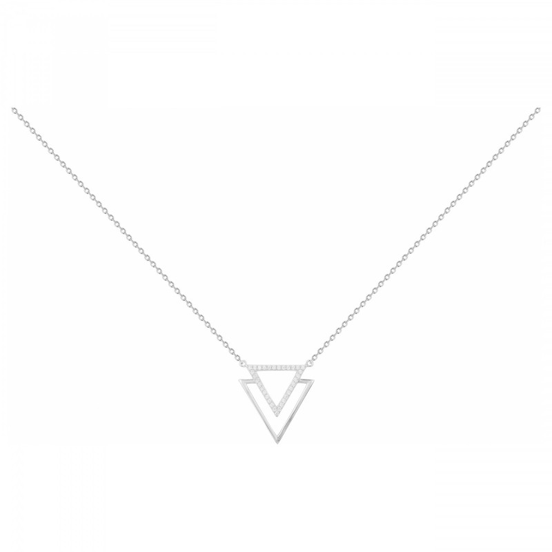 Collier Carador Femme - Argent et Oxyde de zirconium - Doubles triangles