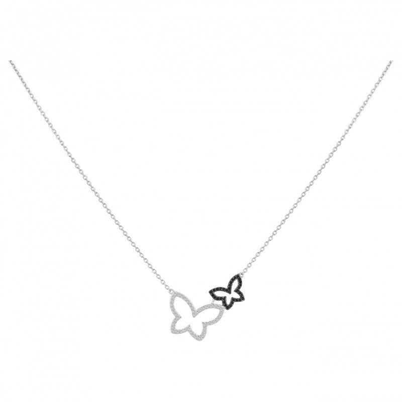 Collier Carador Femme - Argent et Oxydes de zirconium - Doubles papillons