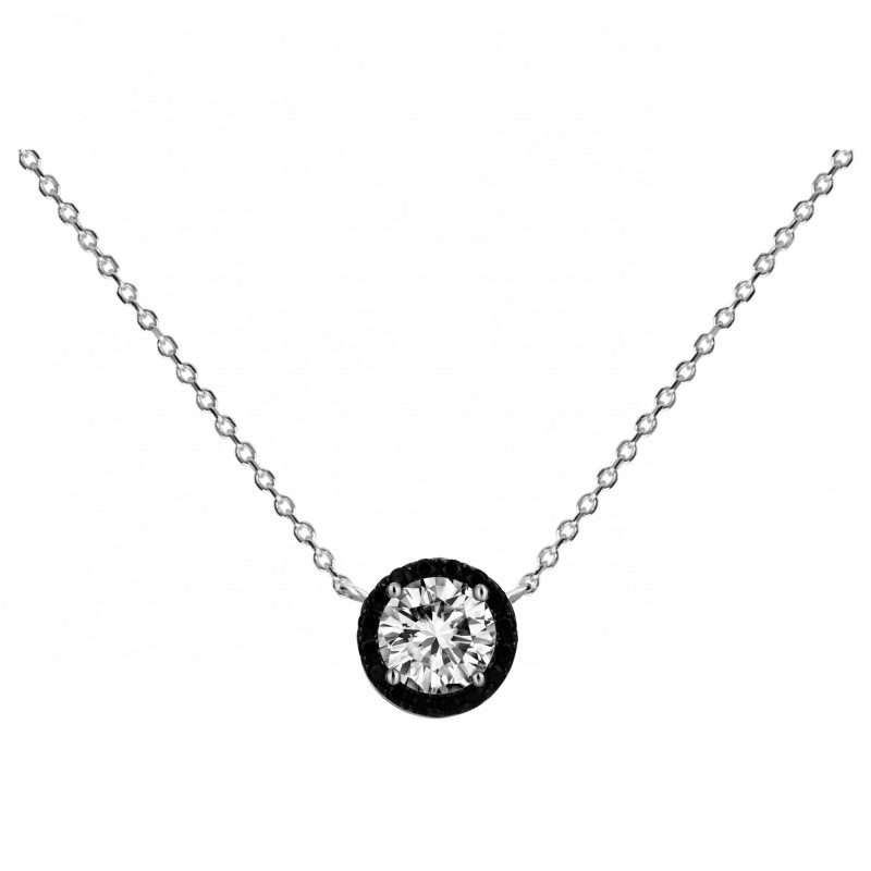 Collier Carador Femme - Argent et Oxydes de zirconium noir et blanc