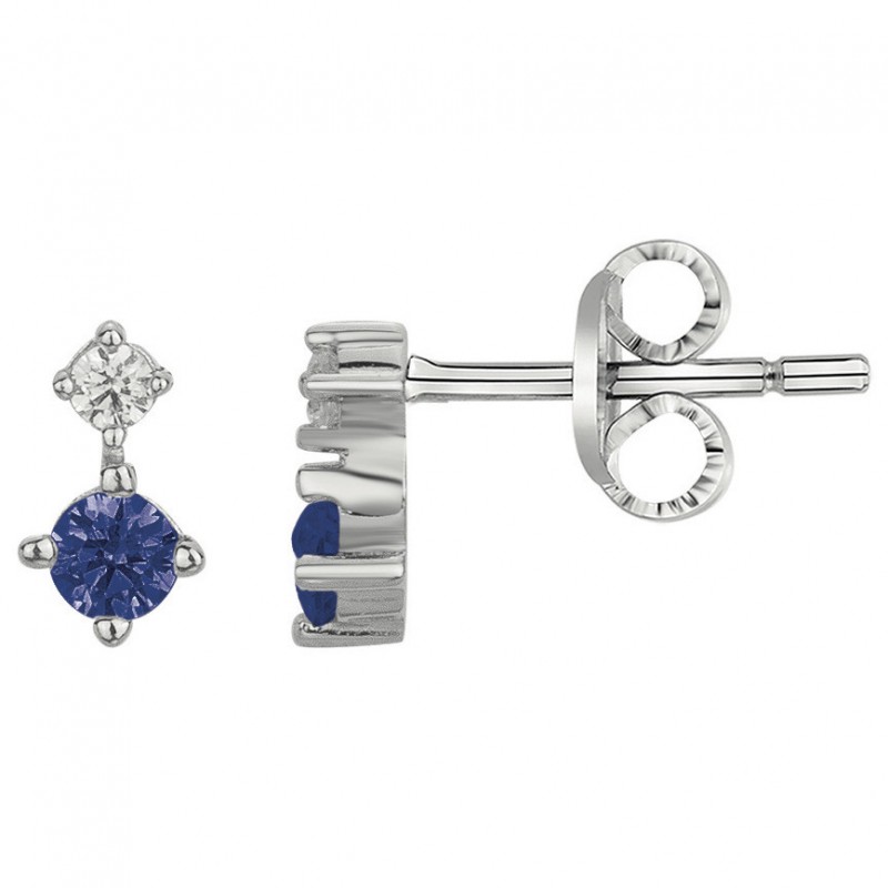 Boucles d'oreilles Carador - Argent et oxydes de zirconium blanc et bleu