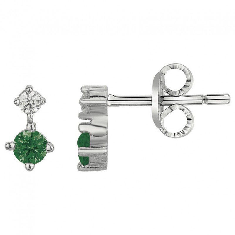 Boucles d'oreilles Carador - Argent et oxydes de zirconium blanc et vert