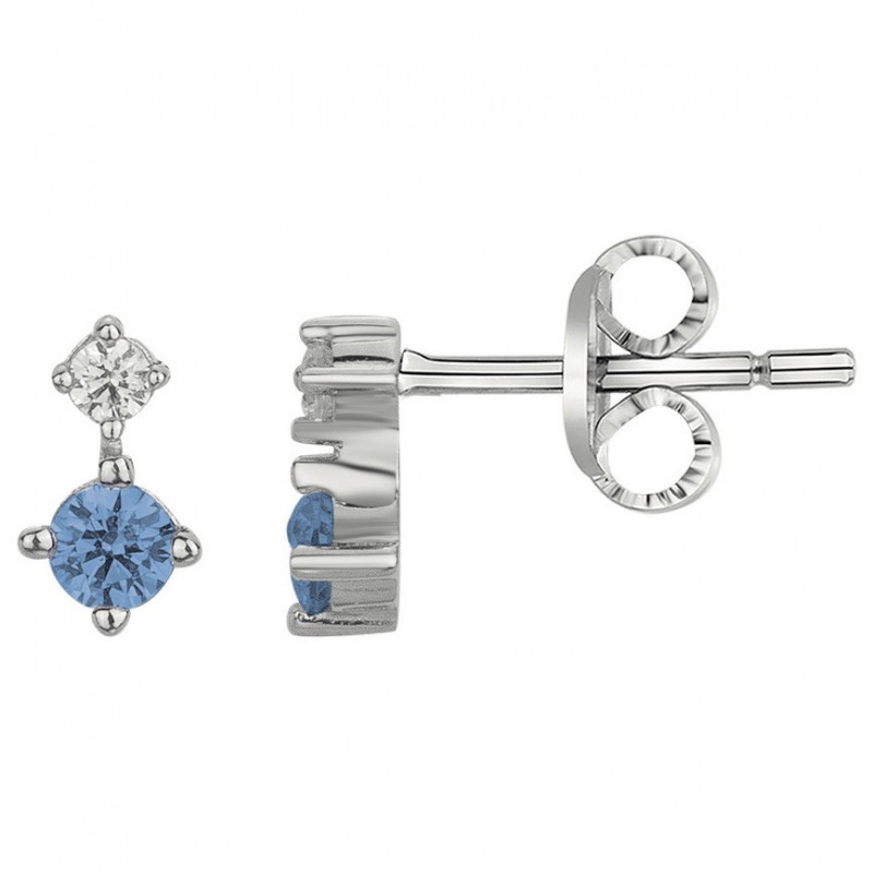 Boucles d'oreilles Carador - Argent, oxyde de zirconium blanc et spinelle synthétique bleu