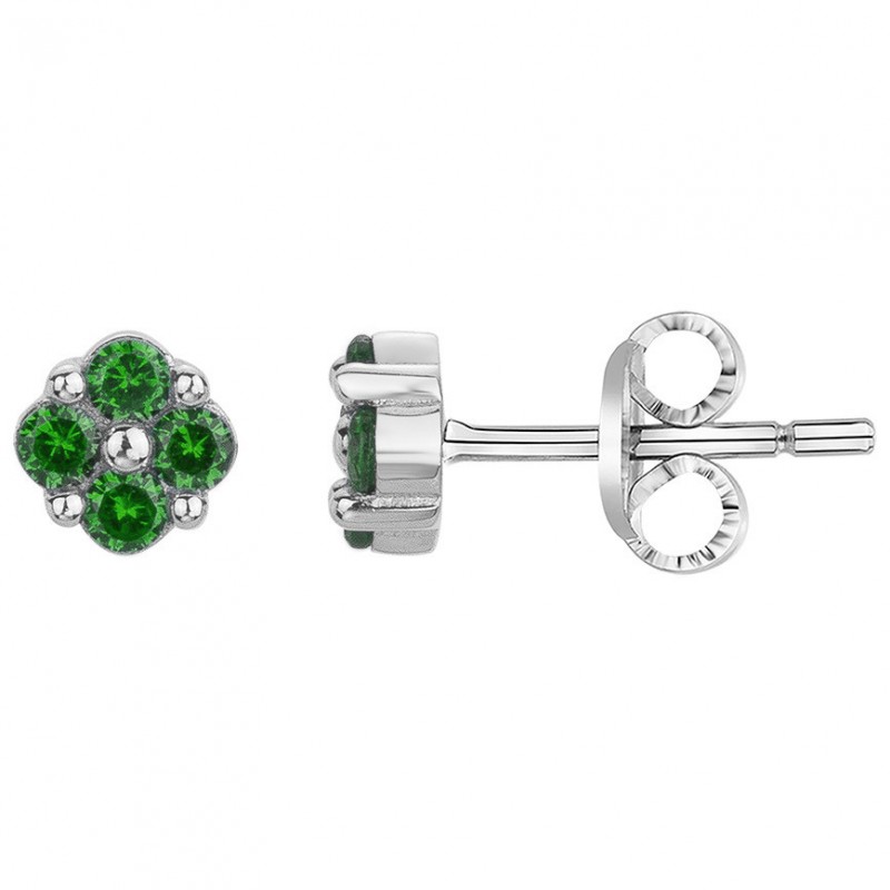Boucles d'oreilles Carador - Argent et oxydes de zirconium vert