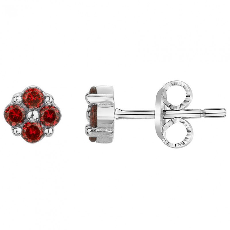 Boucles d'oreilles Carador - Argent et oxydes de zirconium rouge