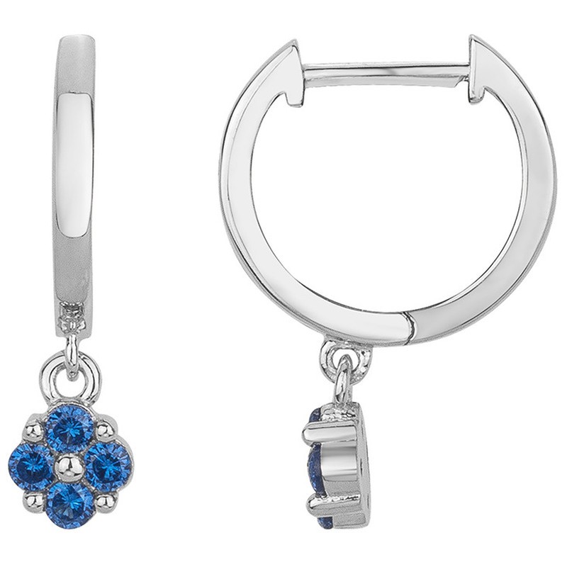 Boucles d'oreilles créoles Carador - Argent et oxydes de zirconium bleu