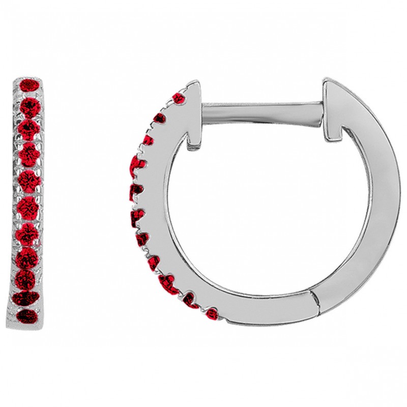 Boucles d'oreilles créoles Carador - Argent et oxydes de zirconium rouge