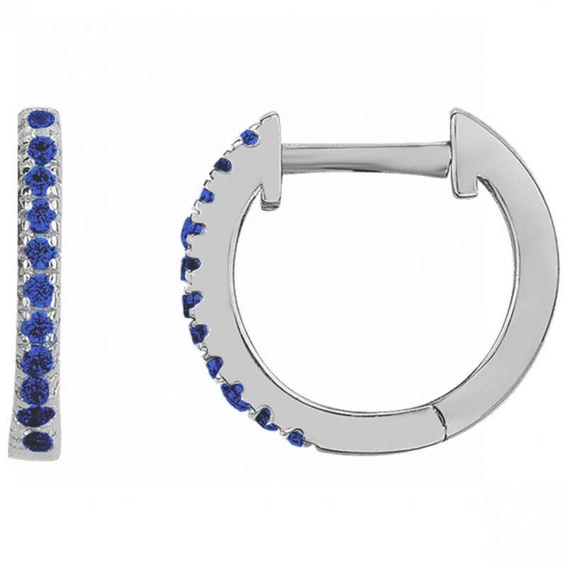 Boucles d'oreilles créoles Carador - Argent et oxydes de zirconium bleu