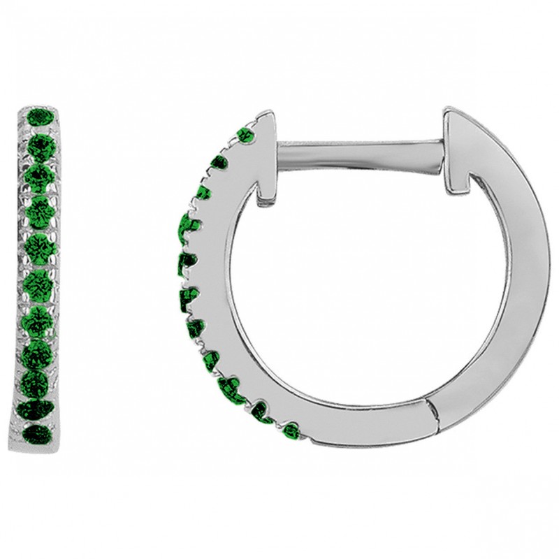 Boucles d'oreilles créoles Carador - Argent et oxydes de zirconium vert