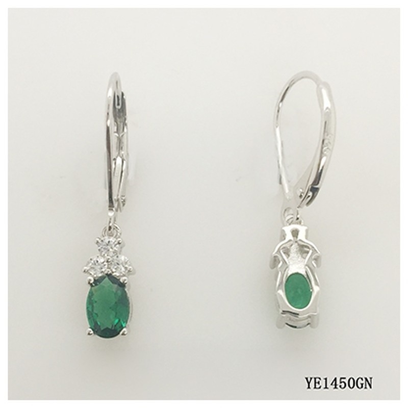 Boucles d'oreilles dormeuses Carador - Argent et oxydes de zirconium vert et blanc