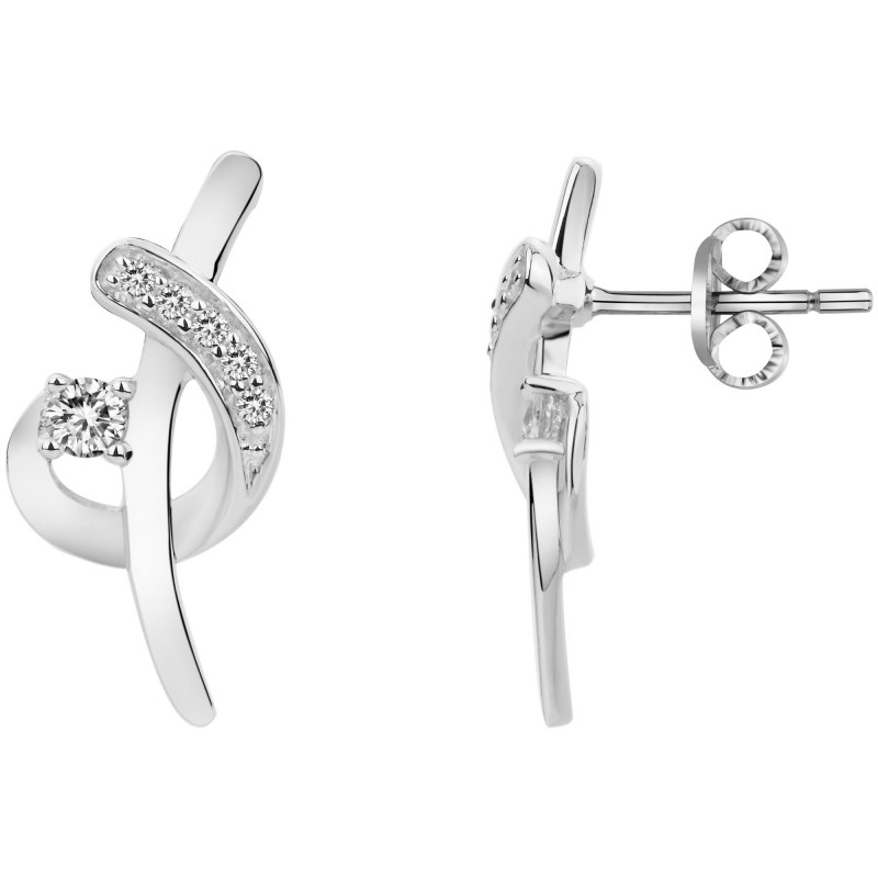 Boucles d'oreilles Carador - Argent et oxydes de zirconium blanc - entrelace