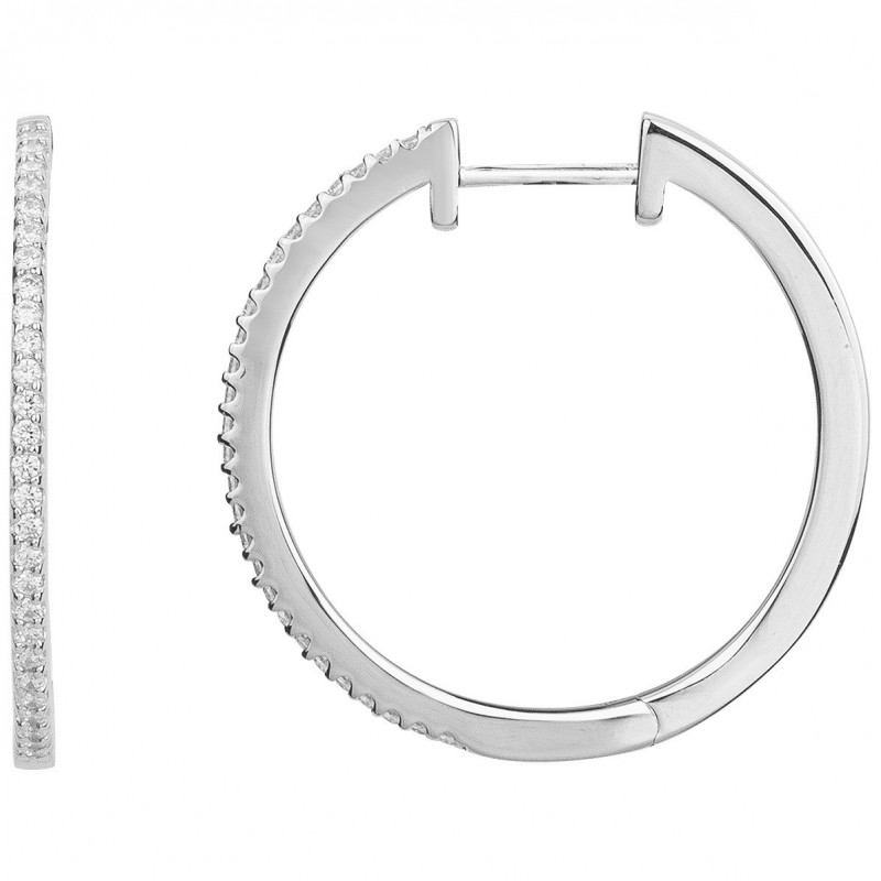 Boucles d'oreilles créoles Carador - Argent et oxydes de zirconium blanc